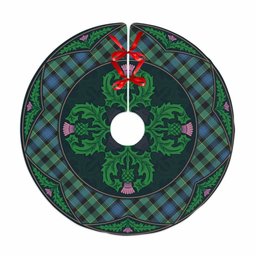 ScotsTee Shop Scottish Mouat Clan Scottish Thistle Flower Round Leaf Tartan Christmas Tree Skirt