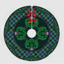 ScotsTee Shop Scottish Mouat Clan Scottish Thistle Flower Round Leaf Tartan Christmas Tree Skirt