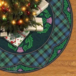 ScotsTee Shop Scottish Mouat Clan Scottish Thistle Flower Round Leaf Tartan Christmas Tree Skirt
