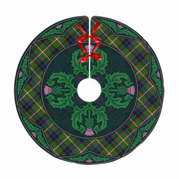 ScotsTee Shop Scottish Reid Green Clan Scottish Thistle Flower Round Leaf Tartan Christmas Tree Skirt
