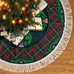 ScotsTee Shop Scottish MacKintosh Hunting Modern Clan Scottish Thistle Flower Round Leaf Tartan Christmas Tree Skirt