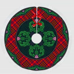 ScotsTee Shop Scottish Murray of Tulloch Modern Clan Scottish Thistle Flower Round Leaf Tartan Christmas Tree Skirt