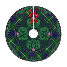 ScotsTee Shop Scottish MacIntyre Hunting Modern Clan Scottish Thistle Flower Round Leaf Tartan Christmas Tree Skirt