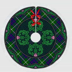 ScotsTee Shop Scottish MacIntyre Hunting Modern Clan Scottish Thistle Flower Round Leaf Tartan Christmas Tree Skirt