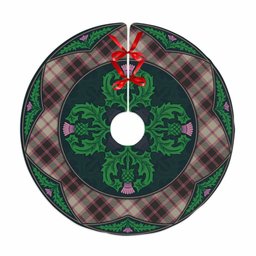 ScotsTee Shop Scottish MacPherson Hunting Ancient Clan Scottish Thistle Flower Round Leaf Tartan Christmas Tree Skirt