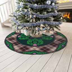 ScotsTee Shop Scottish MacPherson Hunting Ancient Clan Scottish Thistle Flower Round Leaf Tartan Christmas Tree Skirt