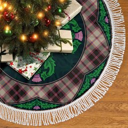 ScotsTee Shop Scottish MacPherson Hunting Ancient Clan Scottish Thistle Flower Round Leaf Tartan Christmas Tree Skirt