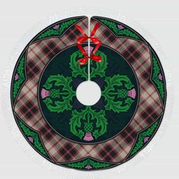 ScotsTee Shop Scottish MacPherson Hunting Ancient Clan Scottish Thistle Flower Round Leaf Tartan Christmas Tree Skirt