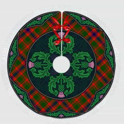 ScotsTee Shop Scottish Nithsdale District Clan Scottish Thistle Flower Round Leaf Tartan Christmas Tree Skirt
