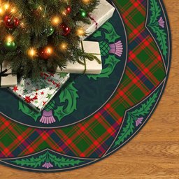 ScotsTee Shop Scottish Nithsdale District Clan Scottish Thistle Flower Round Leaf Tartan Christmas Tree Skirt