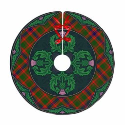 ScotsTee Shop Scottish Nithsdale District Clan Scottish Thistle Flower Round Leaf Tartan Christmas Tree Skirt