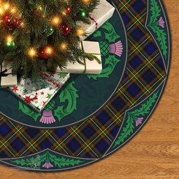 ScotsTee Shop Scottish MacLellan Modern Clan Scottish Thistle Flower Round Leaf Tartan Christmas Tree Skirt