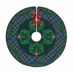 ScotsTee Shop Scottish Robertson Hunting Ancient Clan Scottish Thistle Flower Round Leaf Tartan Christmas Tree Skirt