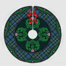 ScotsTee Shop Scottish Robertson Hunting Ancient Clan Scottish Thistle Flower Round Leaf Tartan Christmas Tree Skirt