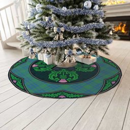 ScotsTee Shop Scottish Montgomery Ancient Clan Scottish Thistle Flower Round Leaf Tartan Christmas Tree Skirt