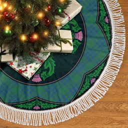 ScotsTee Shop Scottish Montgomery Ancient Clan Scottish Thistle Flower Round Leaf Tartan Christmas Tree Skirt