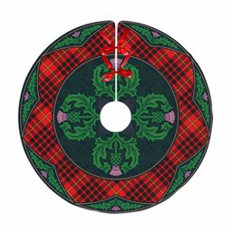 ScotsTee Shop Scottish MacIan Clan Scottish Thistle Flower Round Leaf Tartan Christmas Tree Skirt