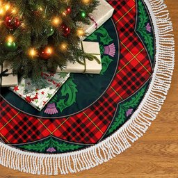 ScotsTee Shop Scottish MacIan Clan Scottish Thistle Flower Round Leaf Tartan Christmas Tree Skirt