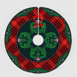 ScotsTee Shop Scottish MacIan Clan Scottish Thistle Flower Round Leaf Tartan Christmas Tree Skirt