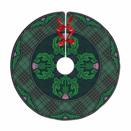 ScotsTee Shop Scottish MacLean Hunting Ancient Clan Scottish Thistle Flower Round Leaf Tartan Christmas Tree Skirt