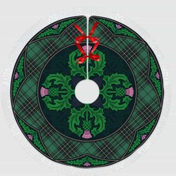 ScotsTee Shop Scottish MacLean Hunting Ancient Clan Scottish Thistle Flower Round Leaf Tartan Christmas Tree Skirt