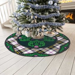 ScotsTee Shop Scottish MacPherson Dress Modern Clan Scottish Thistle Flower Round Leaf Tartan Christmas Tree Skirt