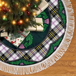 ScotsTee Shop Scottish MacPherson Dress Modern Clan Scottish Thistle Flower Round Leaf Tartan Christmas Tree Skirt