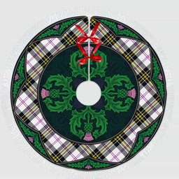 ScotsTee Shop Scottish MacPherson Dress Modern Clan Scottish Thistle Flower Round Leaf Tartan Christmas Tree Skirt