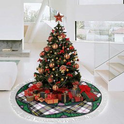 ScotsTee Shop Scottish MacPherson Dress Modern Clan Scottish Thistle Flower Round Leaf Tartan Christmas Tree Skirt