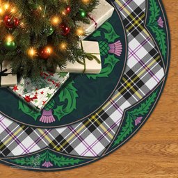 ScotsTee Shop Scottish MacPherson Dress Modern Clan Scottish Thistle Flower Round Leaf Tartan Christmas Tree Skirt