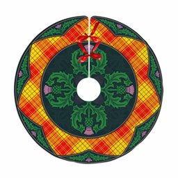 ScotsTee Shop Scottish MacMillan Clan Scottish Thistle Flower Round Leaf Tartan Christmas Tree Skirt