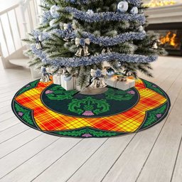ScotsTee Shop Scottish MacMillan Clan Scottish Thistle Flower Round Leaf Tartan Christmas Tree Skirt