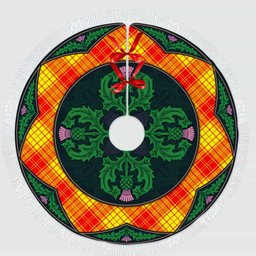 ScotsTee Shop Scottish MacMillan Clan Scottish Thistle Flower Round Leaf Tartan Christmas Tree Skirt