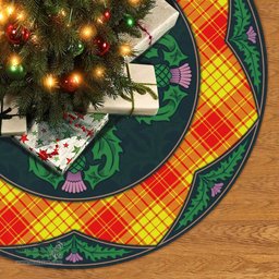 ScotsTee Shop Scottish MacMillan Clan Scottish Thistle Flower Round Leaf Tartan Christmas Tree Skirt