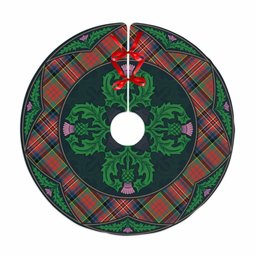 ScotsTee Shop Scottish MacPherson Ancient Clan Scottish Thistle Flower Round Leaf Tartan Christmas Tree Skirt