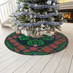 ScotsTee Shop Scottish MacPherson Ancient Clan Scottish Thistle Flower Round Leaf Tartan Christmas Tree Skirt