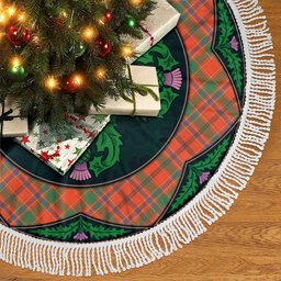 ScotsTee Shop Scottish Munro Ancient Clan Scottish Thistle Flower Round Leaf Tartan Christmas Tree Skirt