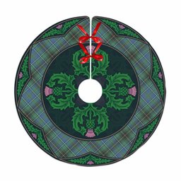 ScotsTee Shop Scottish MacInnes Ancient Clan Scottish Thistle Flower Round Leaf Tartan Christmas Tree Skirt