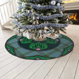 ScotsTee Shop Scottish MacInnes Ancient Clan Scottish Thistle Flower Round Leaf Tartan Christmas Tree Skirt