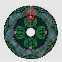 ScotsTee Shop Scottish MacInnes Ancient Clan Scottish Thistle Flower Round Leaf Tartan Christmas Tree Skirt