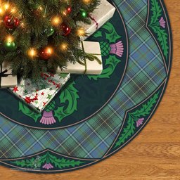 ScotsTee Shop Scottish MacInnes Ancient Clan Scottish Thistle Flower Round Leaf Tartan Christmas Tree Skirt