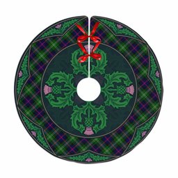ScotsTee Shop Scottish Sutherland Modern Clan Scottish Thistle Flower Round Leaf Tartan Christmas Tree Skirt