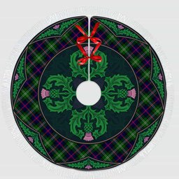 ScotsTee Shop Scottish Sutherland Modern Clan Scottish Thistle Flower Round Leaf Tartan Christmas Tree Skirt