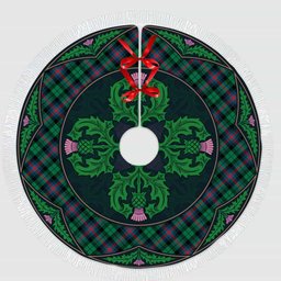 ScotsTee Shop Scottish Urquhart Broad Red Ancient Clan Scottish Thistle Flower Round Leaf Tartan Christmas Tree Skirt
