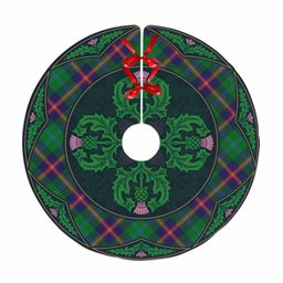 ScotsTee Shop Scottish Young Modern Clan Scottish Thistle Flower Round Leaf Tartan Christmas Tree Skirt