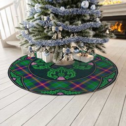 ScotsTee Shop Scottish Young Modern Clan Scottish Thistle Flower Round Leaf Tartan Christmas Tree Skirt
