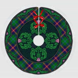 ScotsTee Shop Scottish Young Modern Clan Scottish Thistle Flower Round Leaf Tartan Christmas Tree Skirt