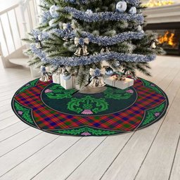 ScotsTee Shop Scottish MacIntyre Modern Clan Scottish Thistle Flower Round Leaf Tartan Christmas Tree Skirt