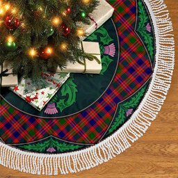 ScotsTee Shop Scottish MacIntyre Modern Clan Scottish Thistle Flower Round Leaf Tartan Christmas Tree Skirt