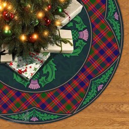 ScotsTee Shop Scottish MacIntyre Modern Clan Scottish Thistle Flower Round Leaf Tartan Christmas Tree Skirt